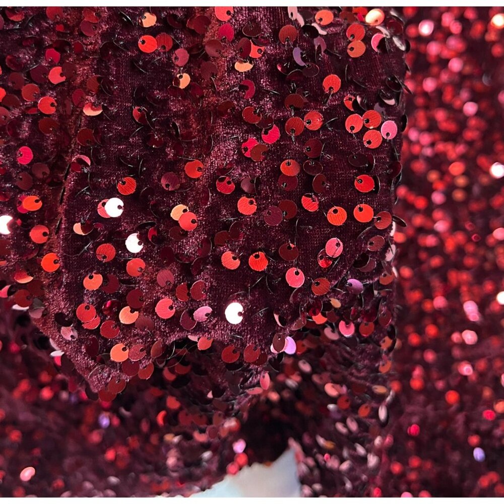 Nanette Lepore Beautiful Red Ruby Velvet Sequined Holiday Event Top Size M - Picture 9 of 9